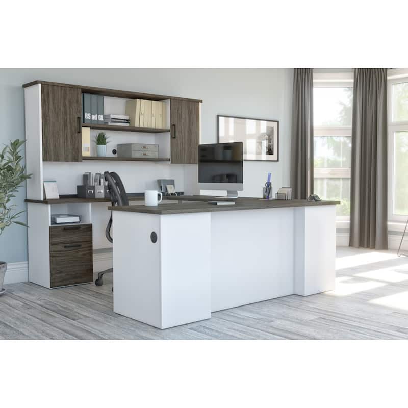 Bestar Norma 71W U or L-Shaped Executive Desk with Hutch
