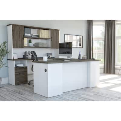 Bestar Norma 71W U or L-Shaped Executive Desk with Hutch