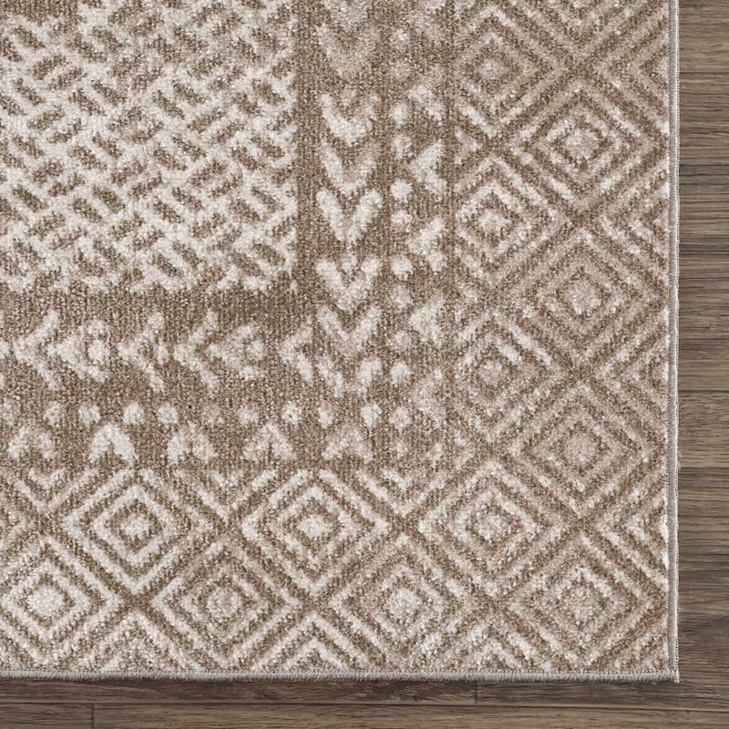 Hauteloom Caditaan Living Room, Bedroom Machine Washable Area Rug - Dark Red, Peach, Cream - 5'3" x 7' - 5'3" x 7'