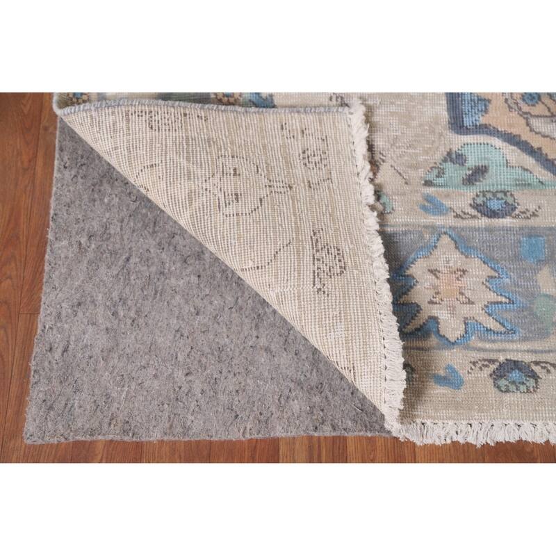 Hand Knotted Oriental 100% Wool Carpet Traditional Floral Navy Blue & Blues Tabriz Area Rug - 9' 4'' X 6' 5''