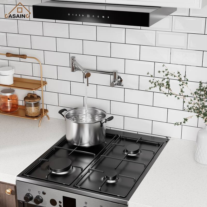 1.8 GPM Wall Mounted Foldable Kitchen Pot Filler - Chrome/Clear