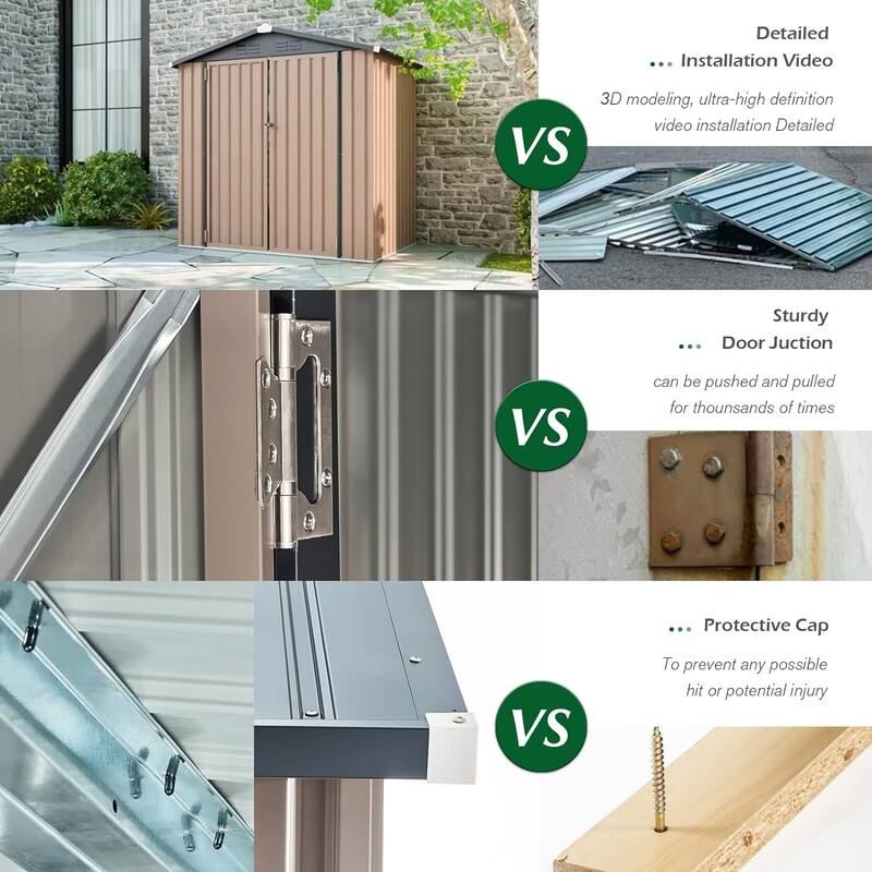AECOJOY Outdoor Metal Storage Shed with Lockable Door