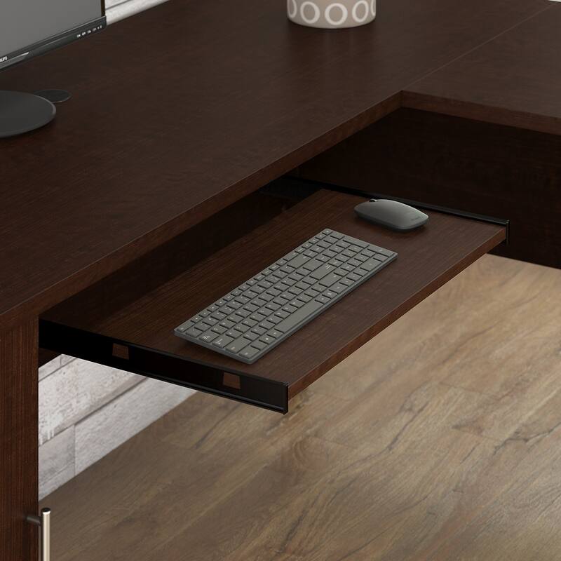 Somerset 72W L Shaped Desk with Hutch and 5 Shelf Bookcase