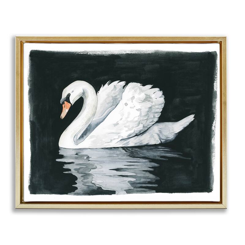 Stupell Beautiful Swan Black Reflection Floater Canvas Wall Art by Grace Popp