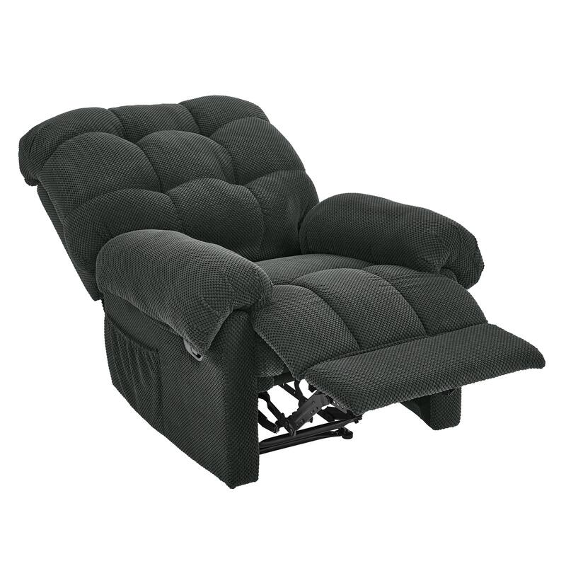 Recliner Chair, Overstuffed Armchair, Manual Recliner, Padded Footrest, Ergonomic Lounge Chair, Soft Fabric Recliner