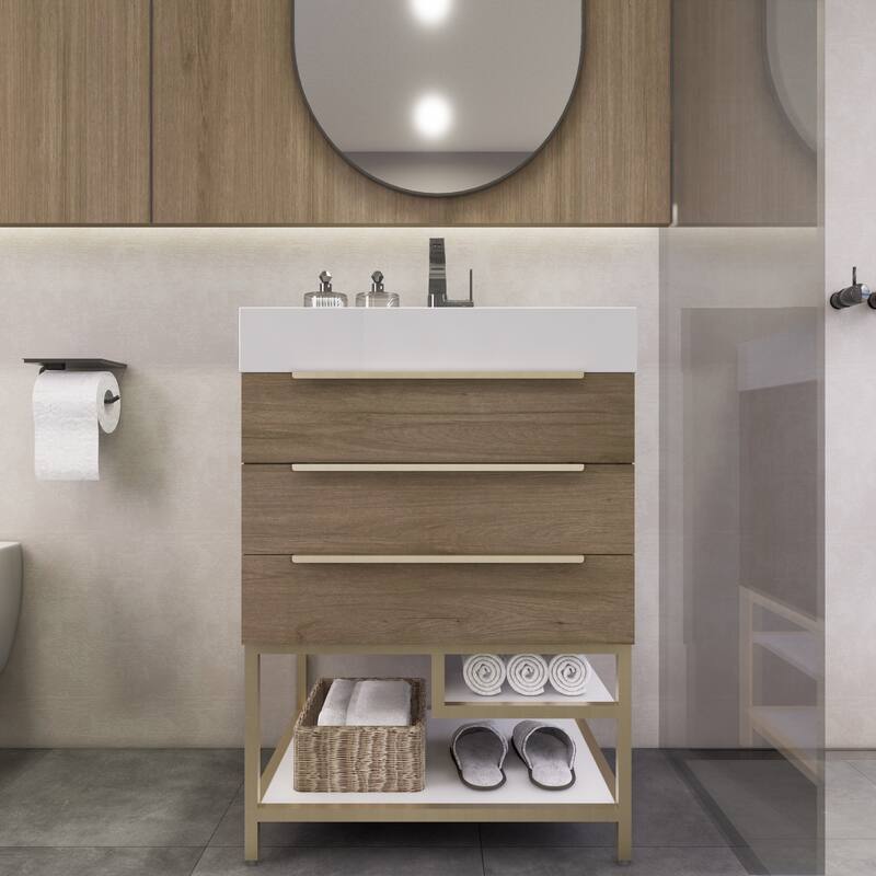 Noble 24" Free Standing Vanity with Reinforced Acrylic Sink - 24" Width