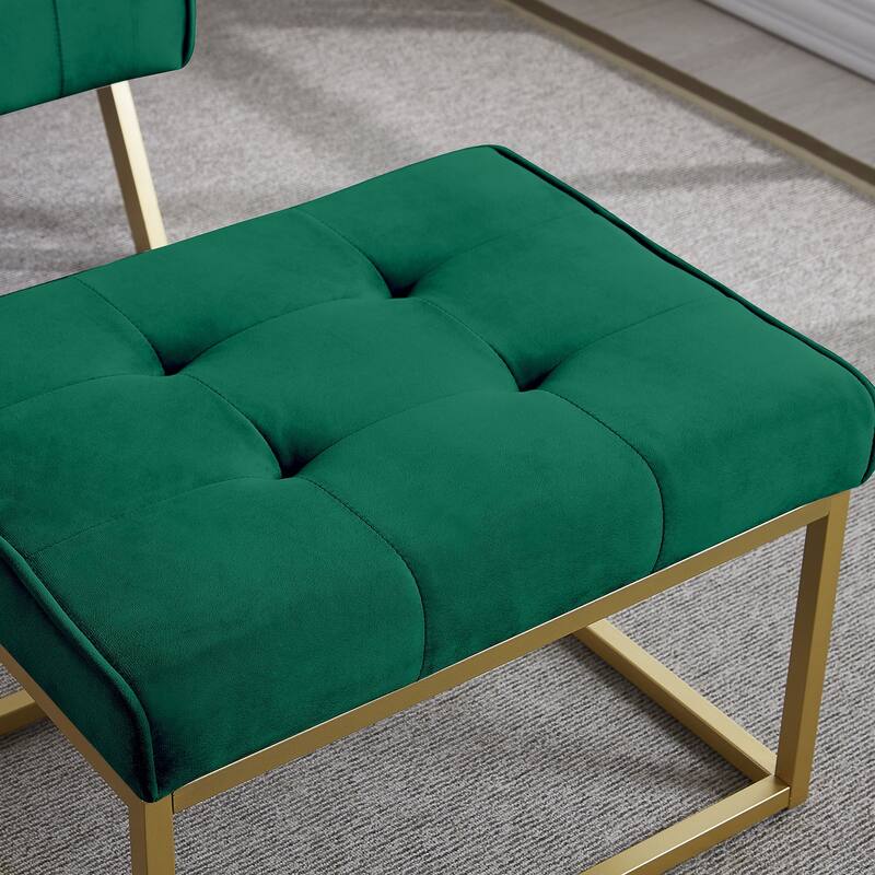 Gold Metal Frame Velvet Accent Chair with Ottoman