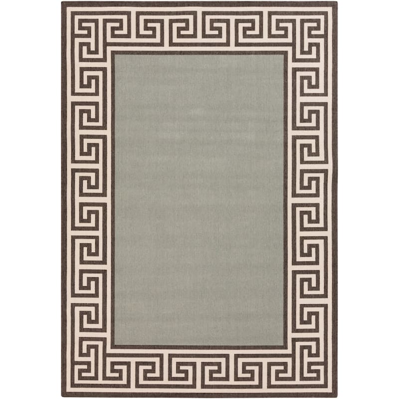 Annette Greek Key Border Indoor/Outdoor Area Rug