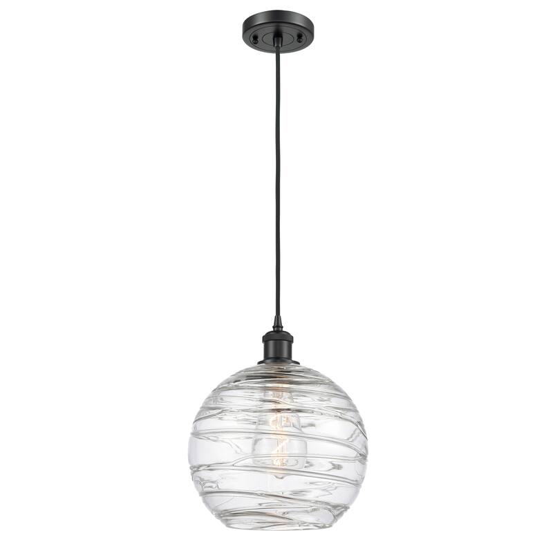 Innovations Lighting Ballston Athens Deco Swirl - 1 Light 10" Cord Hung Mini Pendant - Matte Black