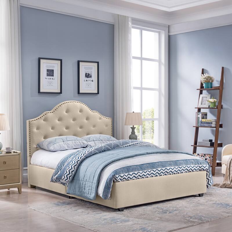 Cordeaux Queensize Tufted Upholstered Bed by Christopher Knight Home