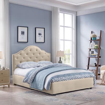Cordeaux Queen-size Tufted Upholstered Bed by Christopher Knight Home