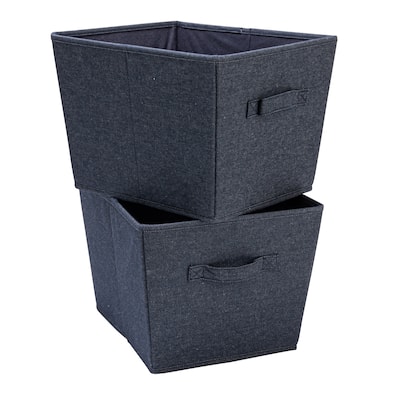 Household Essentials Tapered Fabric Hard-Sided Storage Bins with Cloth Handles - 12.0"L x 14.0"W x 10.0"H