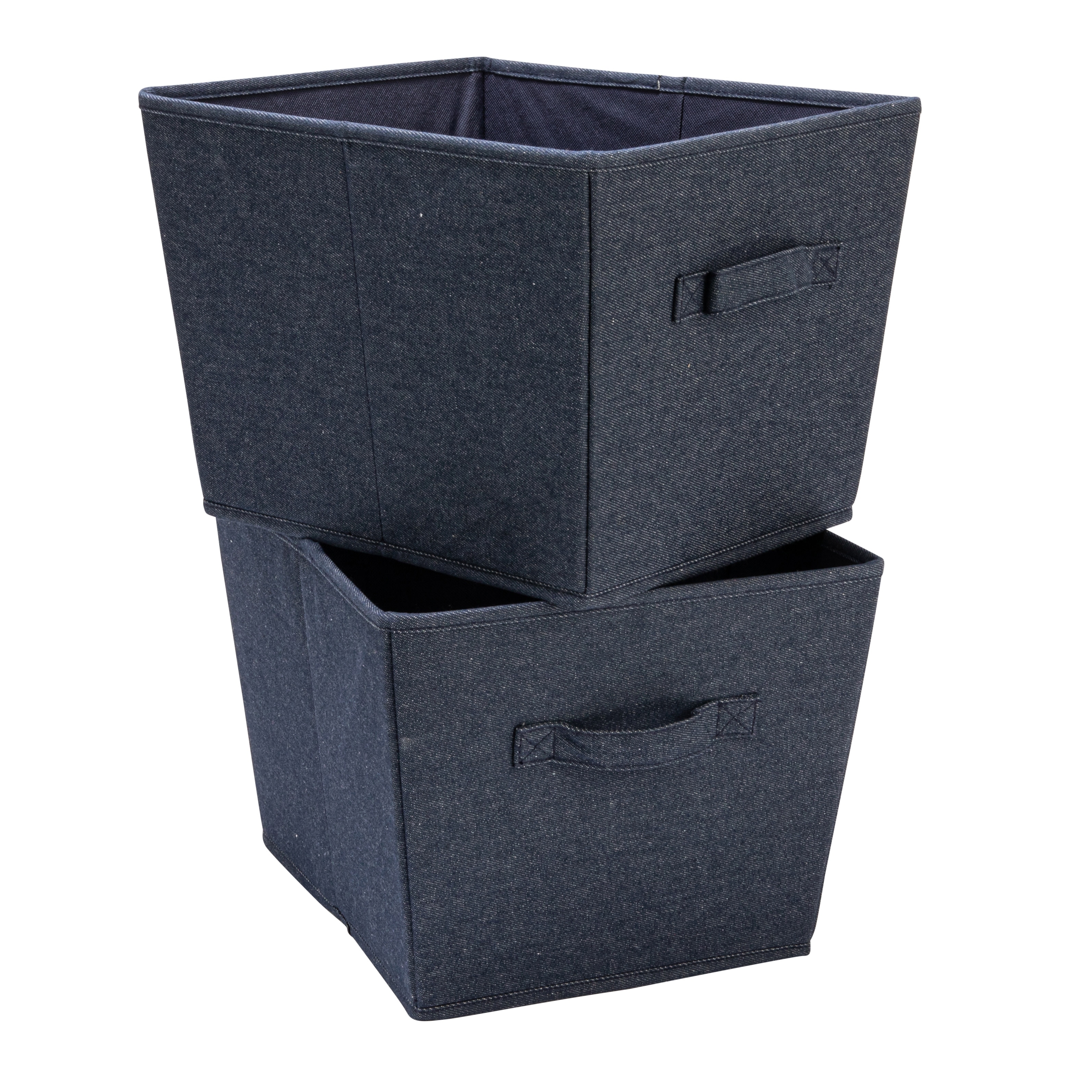 Household Essentials Tapered Fabric Hard-Sided Storage Bins with Cloth Handles - 12.0"L x 14.0"W x 10.0"H