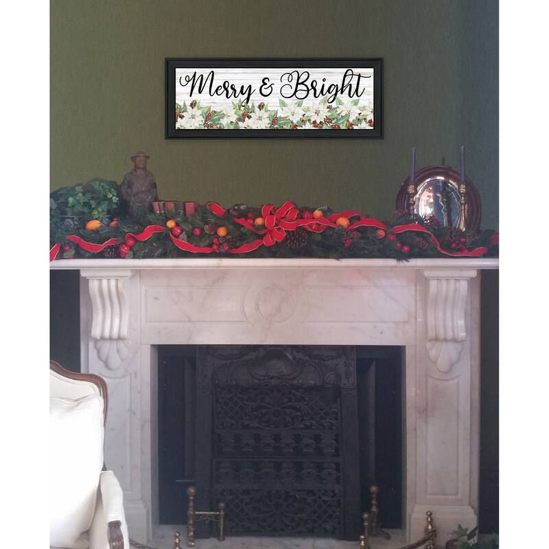 TrendyDecor4U Contemporary "Merry & Bright" Framed Print Wall Art