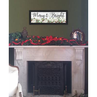 TrendyDecor4U Contemporary "Merry & Bright" Framed Print Wall Art