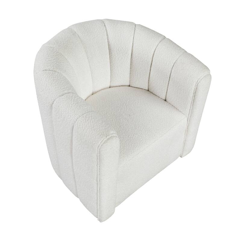 Arden 31" Boucle Swivel Chair with Ottoman - Solid Wood Legs