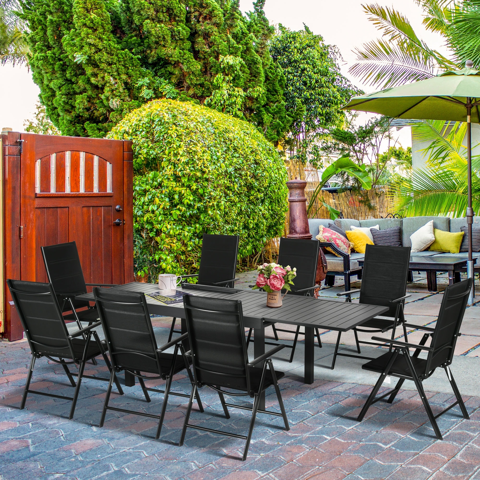 Extendable patio shop dining table set