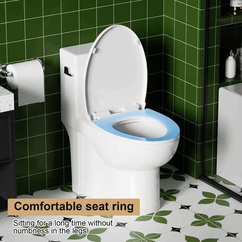 1.28Tornado Flush One-piece Toilet Elongated,Siphonic Side Press Single Flush,17" ADA Chair Height Seat