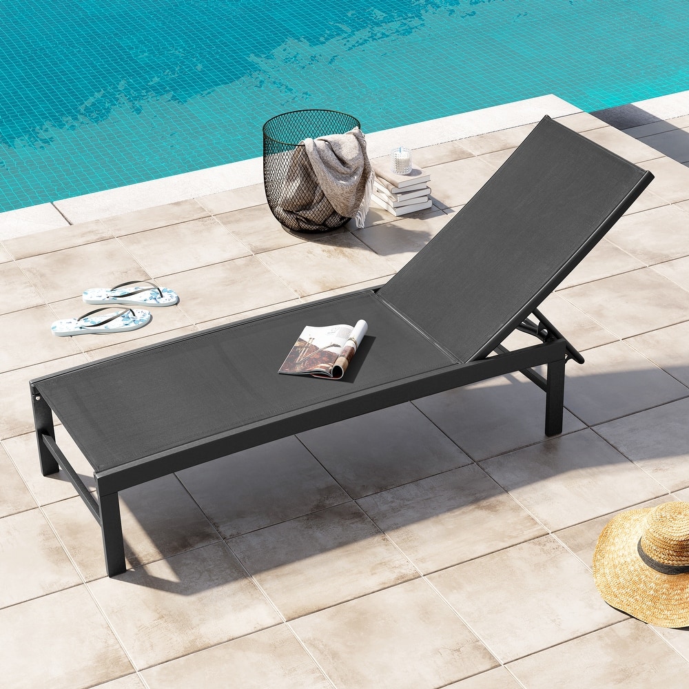 Outdoor Pool Lounger Aluminum All-weather Adjustable Chaise Lounge Chair - See Picture