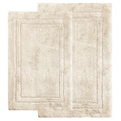 Superior Cotton Solid Non-slip Backing 2-Piece Bath Rug Set