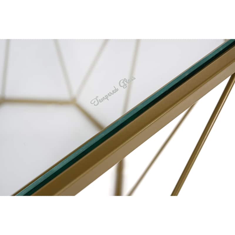 Malibu 22" Modern Octagon Center Coffee Table with Tempered Glass Table top & Sturdy Metal Geometric Base for Living Room Office