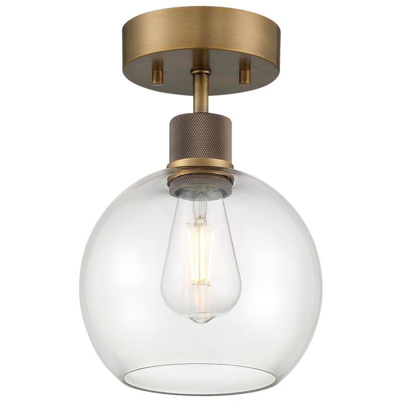 Access Lighting Port Nine Burgundy LED Semi-Flush - Antique Brushed Brass/Clear Glass