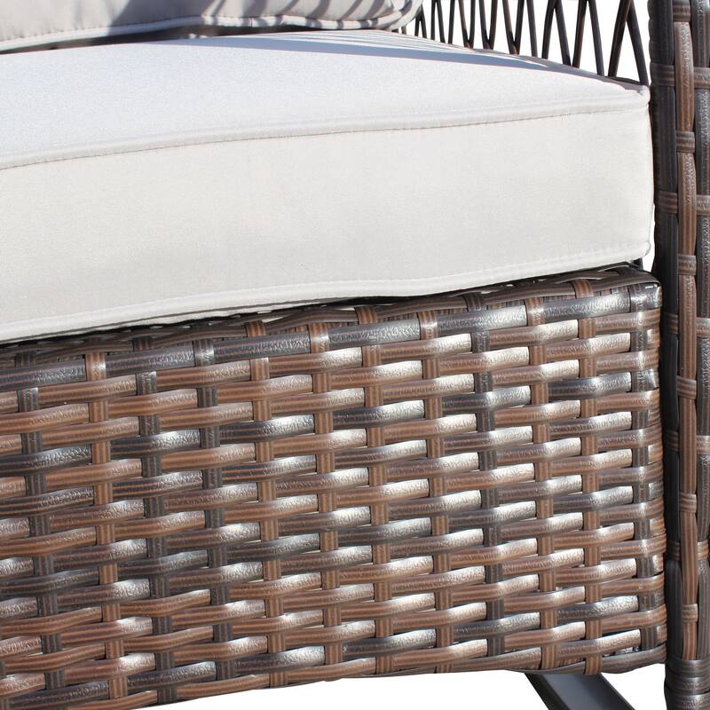 Outdoor Wicker Rocking Chair with Wide Seat, All- Weather Rattan Armchair for Poolside, Garden, Porch, Backyard