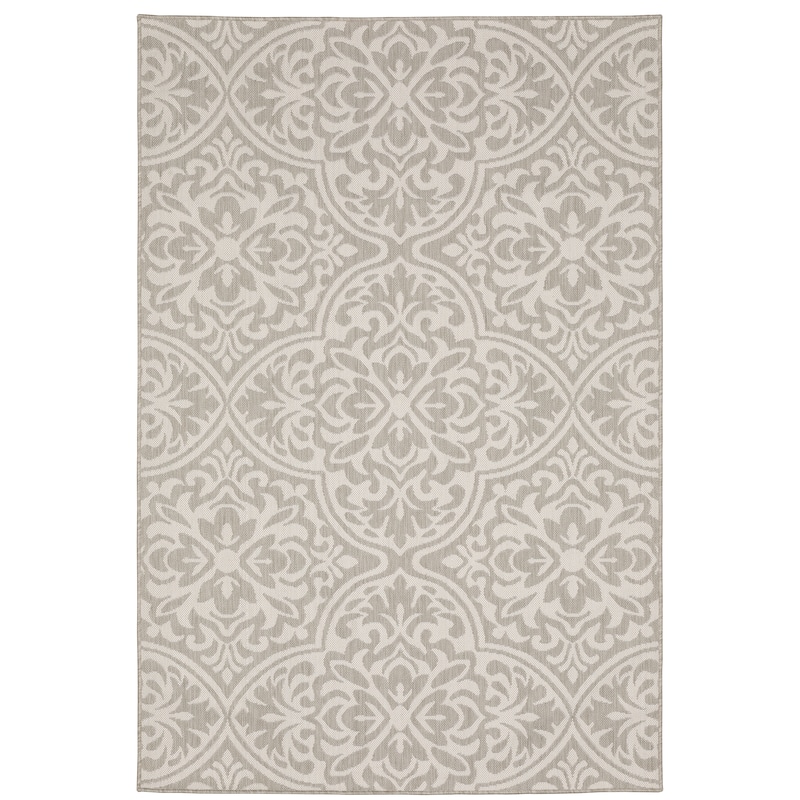 Oxford Grey Ivory Floral Outdoor Casual Area Rug