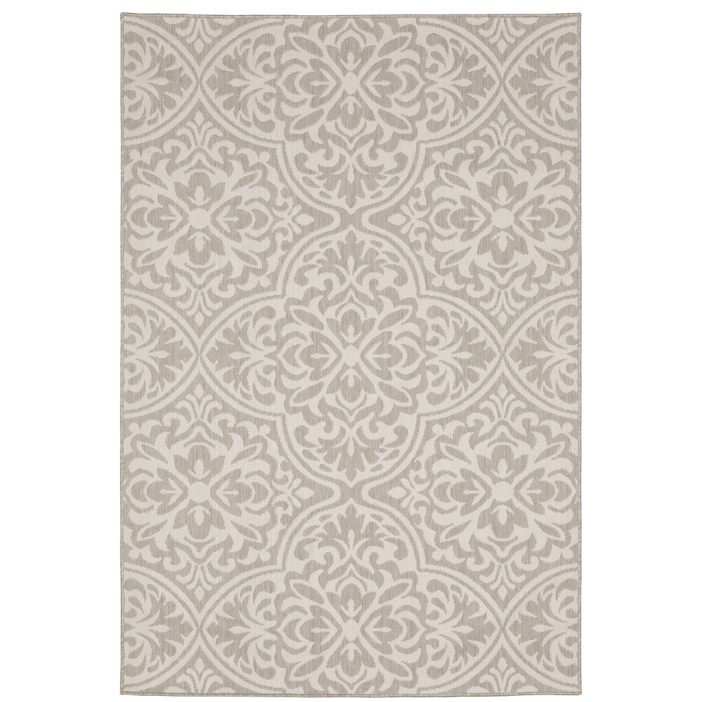 Oxford Grey Ivory Floral Outdoor Casual Area Rug