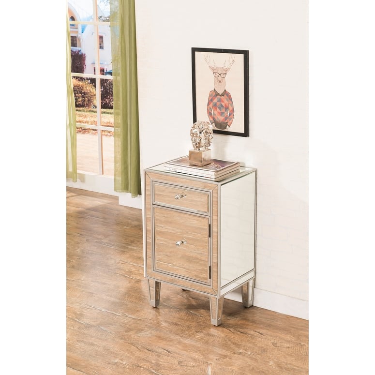 Reflexion Collection Rosa 18-inch Wide Mirrored 1-drawer Nightstand