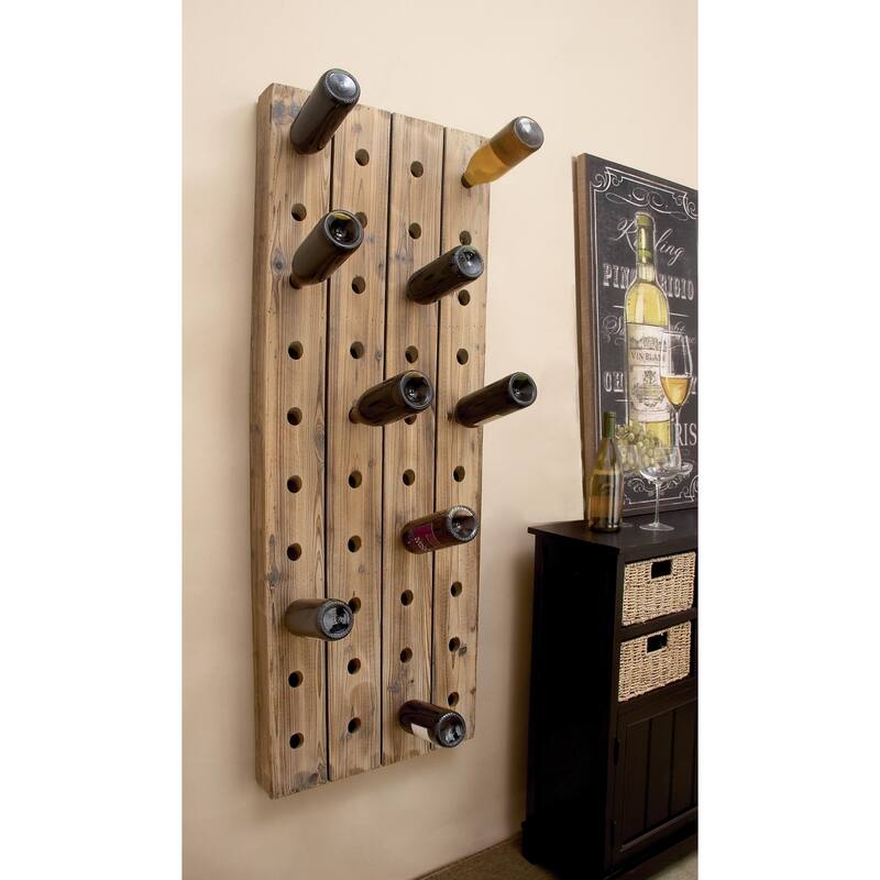 Wood Wall Wine Rack - Brown - Roche River Decor