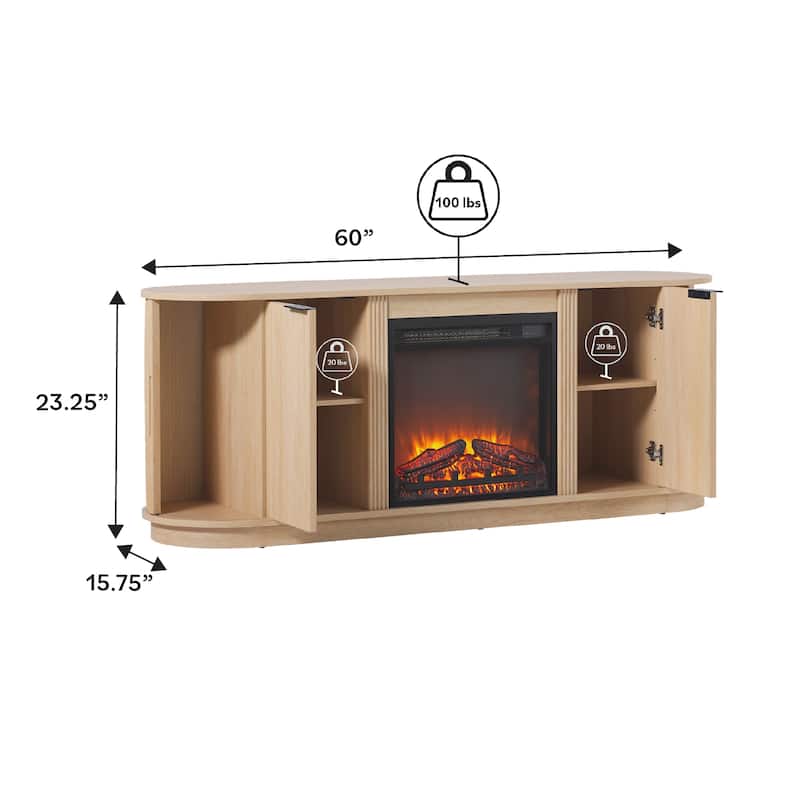 Middlebrook Modern Reeded 60-inch Fireplace TV Stand