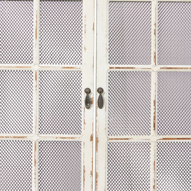 Wood Window Pane Inspired Wall Mirror with Arched Top and Distressing - Cream - Roche River Decor - 2"Wx31"Lx45"H