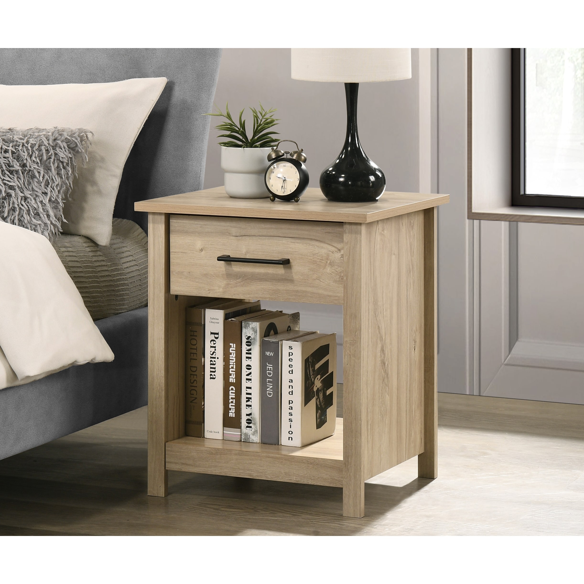 Seraphiel 20"W 1-Drawer Nightstand Bedside Table
