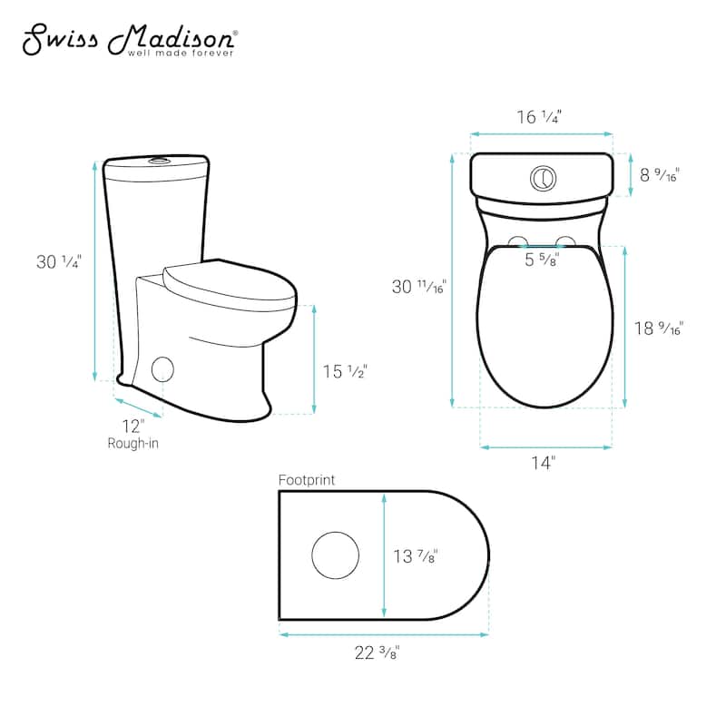 Celeste One-Piece Elongated Toilet Dual-Flush 1.1/1.6 Gpf - 30.7" x 16.25" 30.25"
