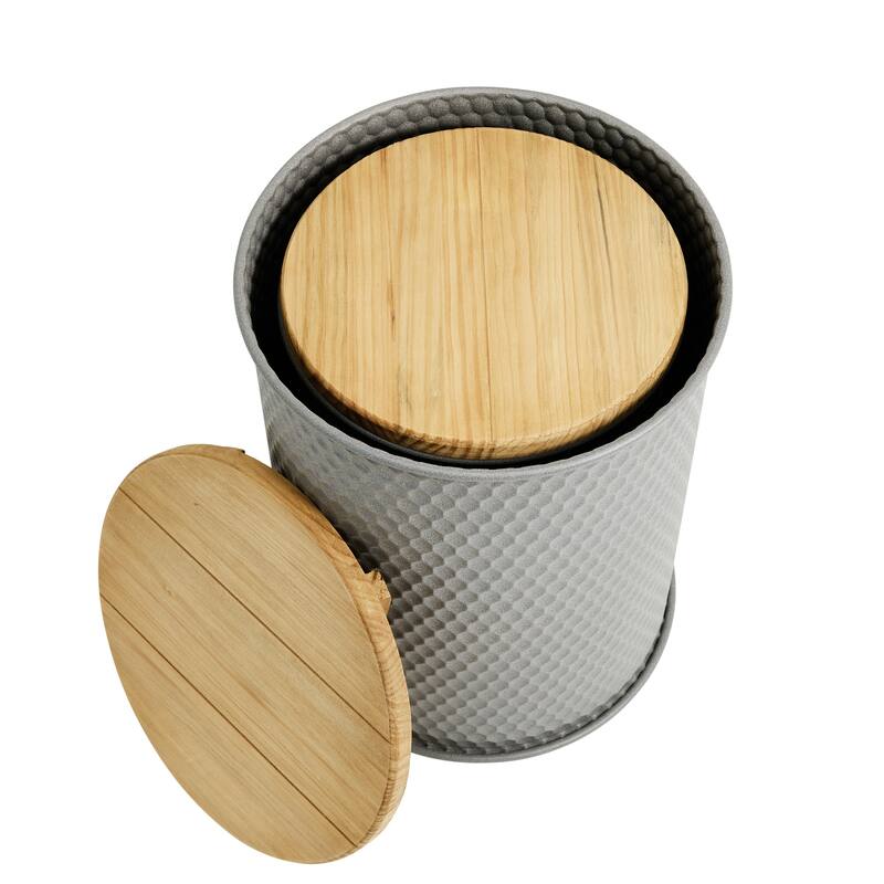 Glitzhome Set of 2 Modern Gray Honeycomb End Table Storage Ottoman