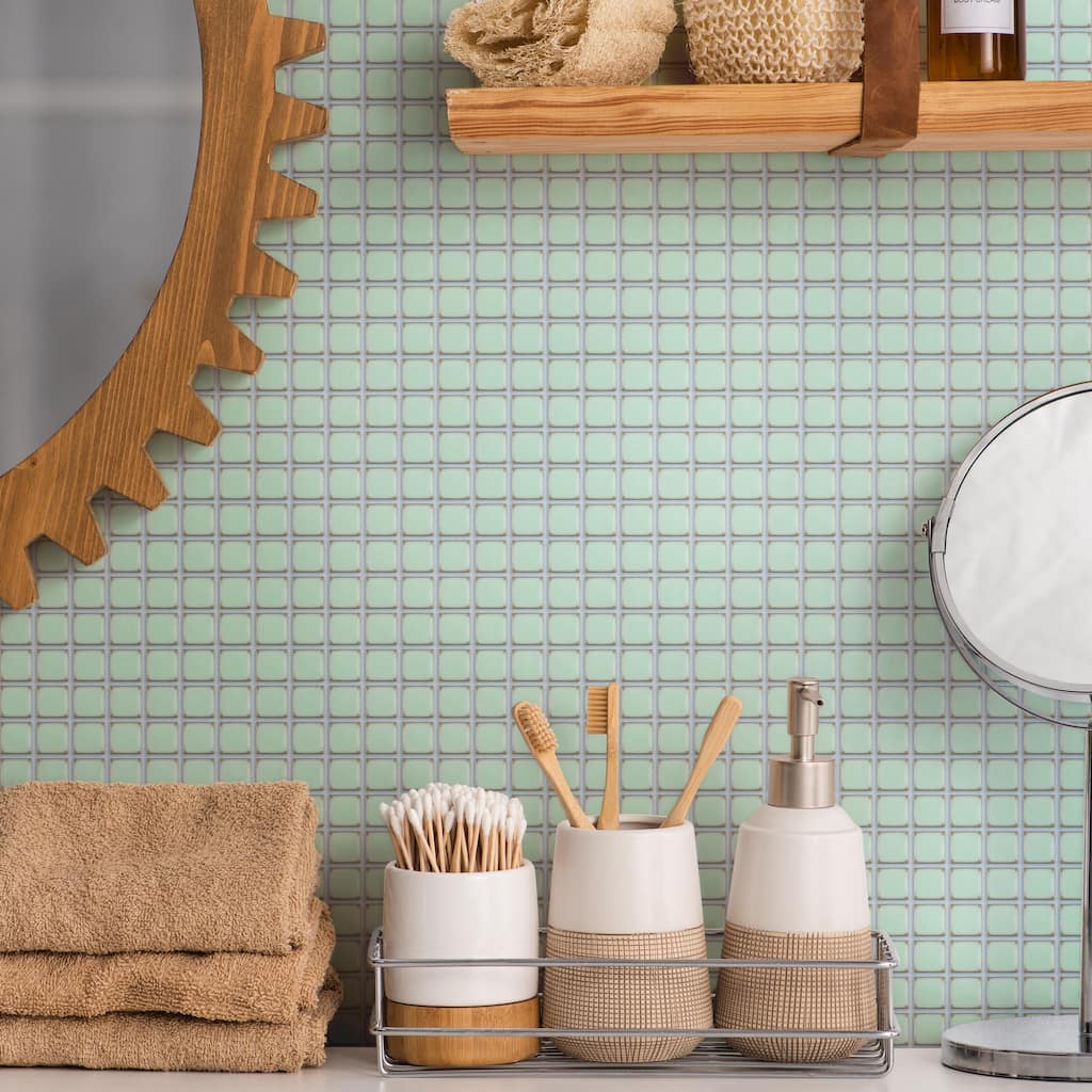 Merola Tile Hudson Edge Light Green 12-1/4" x 12-1/4" Porcelain Floor and Wall Tile