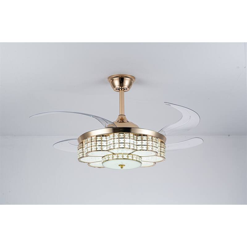 48" Retractable Blade Ceiling Fan with LED Light and Remote Control