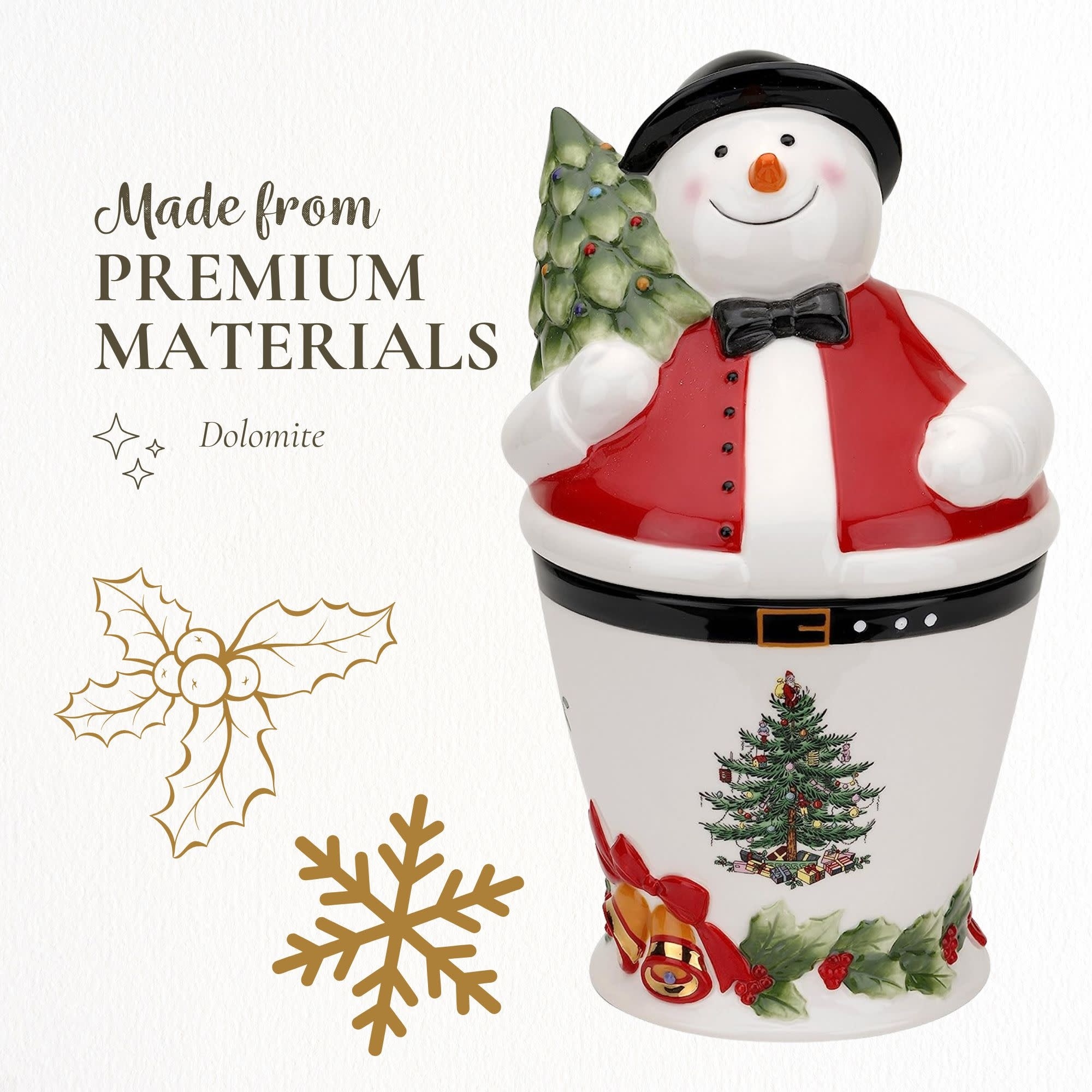 Spode Christmas Tree Mr Snowman Cookie Jar - 4.25