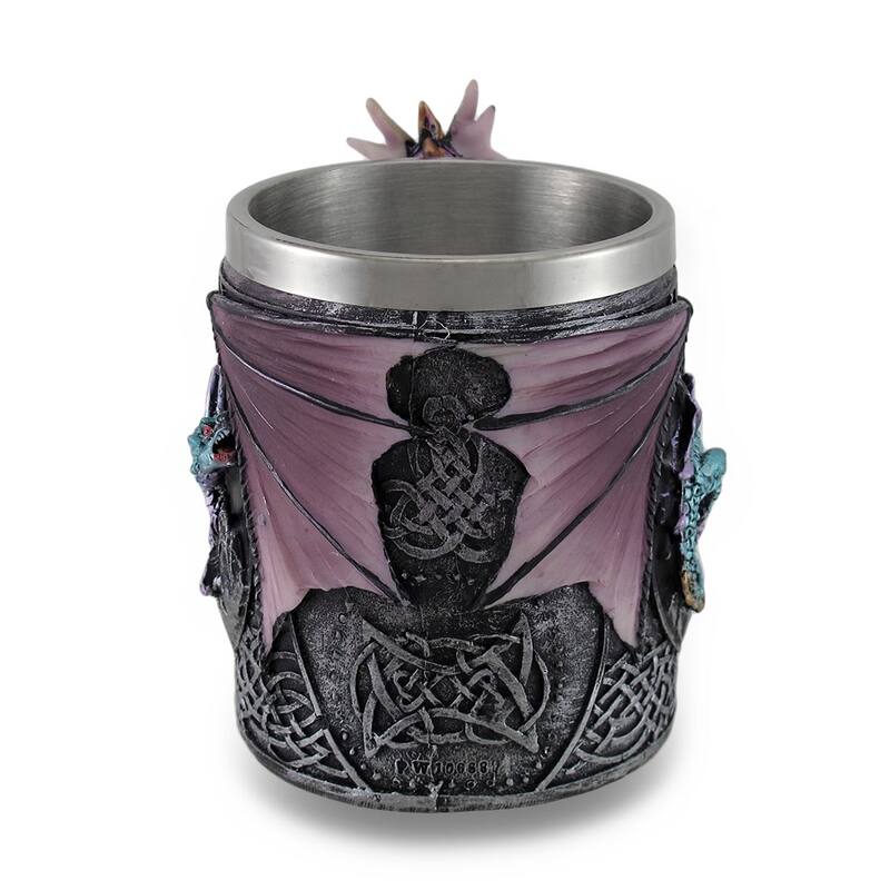 Purple Gothic Dragon Tankard Celtic Knot Work Mug/ Pencil Holder 10 Oz - 4.5 X 3.5 X 3.5 inches