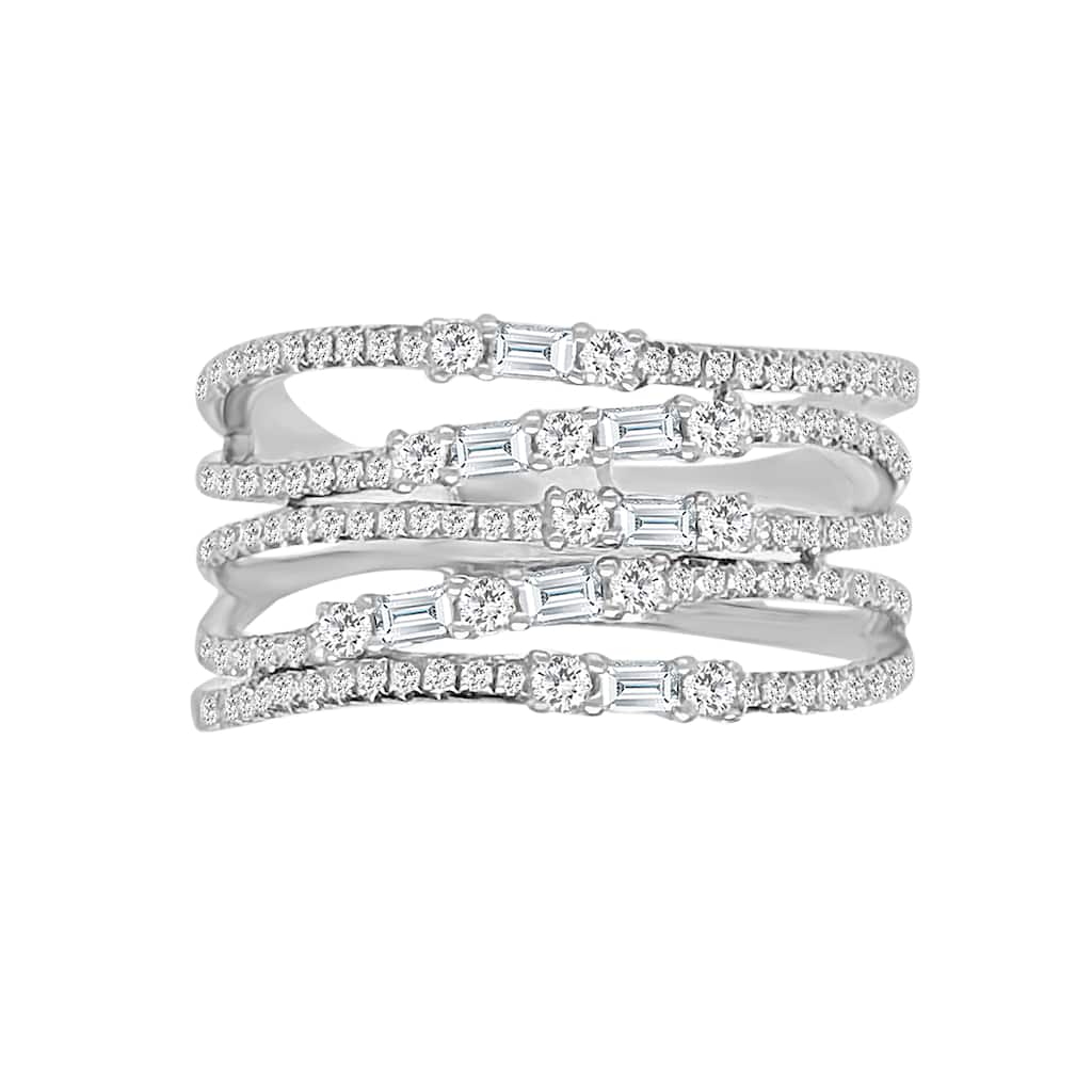 Auriya 14k Gold Lab Grown Round and Baguette Diamond Five-Row Band 0.18 ct. tw. (F-G, VS)