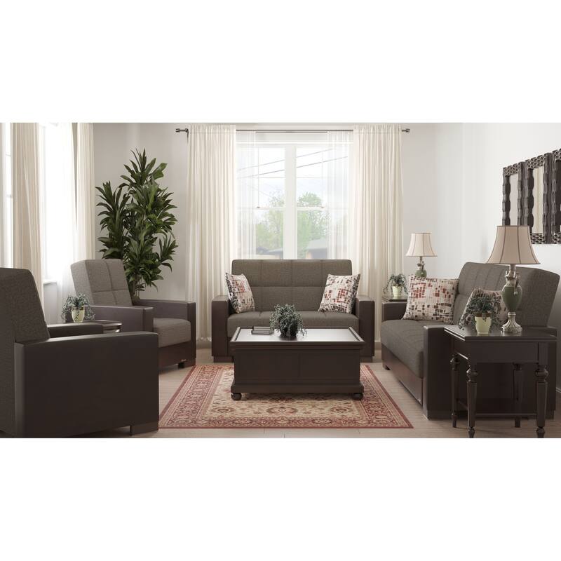 Collection Upholstered Convertible Loveseat With Storage