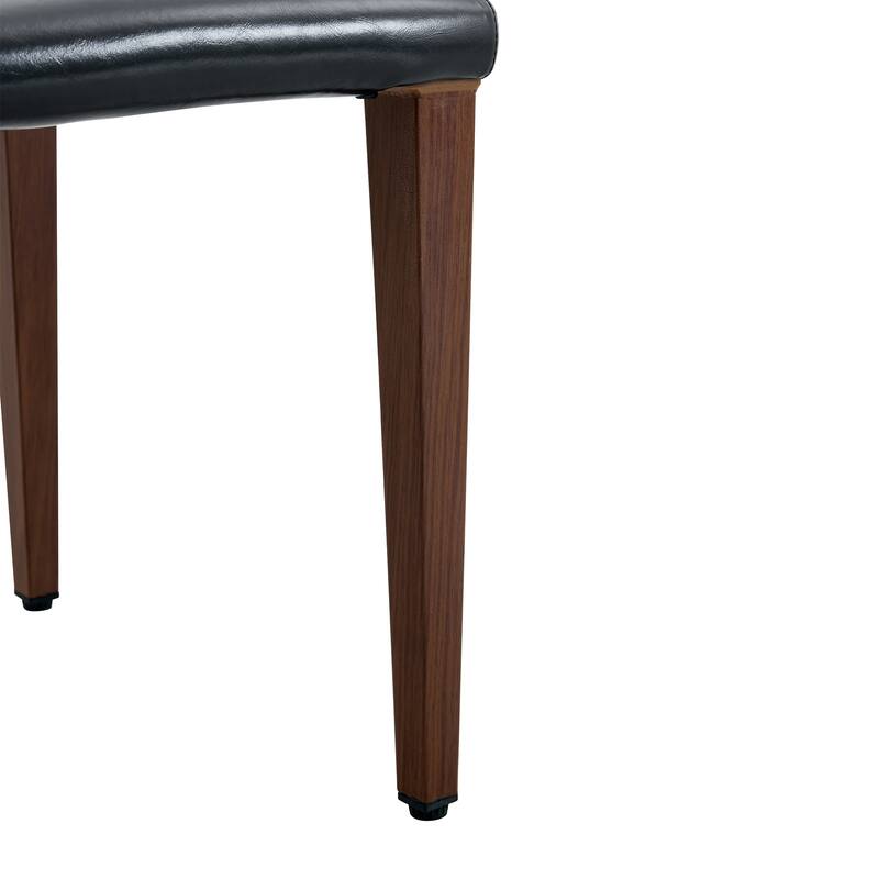European Dining Chair Set of 2 PU Leather Upholstered Dining Chair with Walnut-Colored Metal Legs Kitchen Side Chair