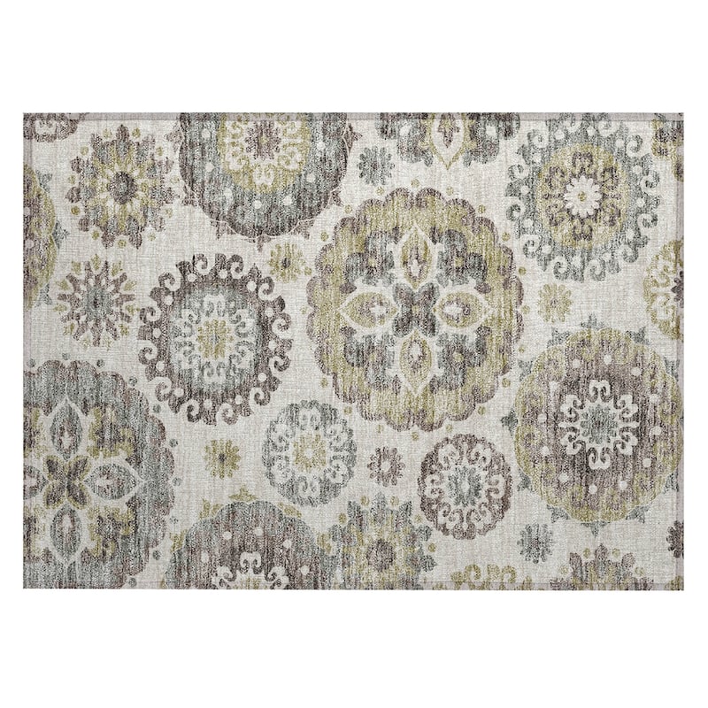 Machine Washable Indoor/ Outdoor Chantille Casual Medallion Rug