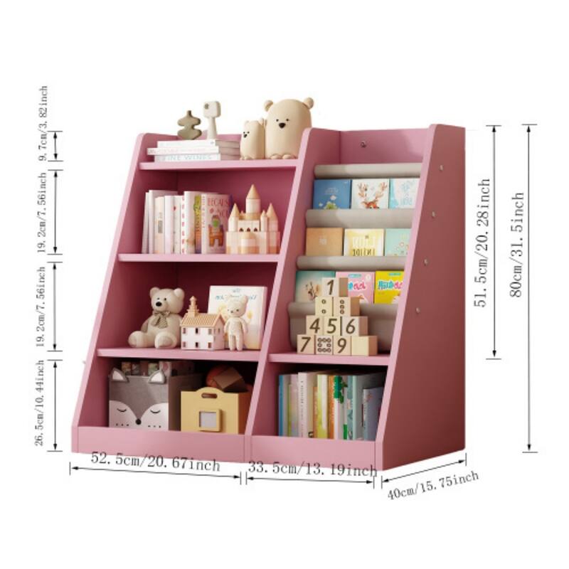 Wooden Toy Storage Organizer Cabinet Natural/ Wood Kids Bookshelf Children Bookcase Toddler Baby Sling Book Rack Shelf