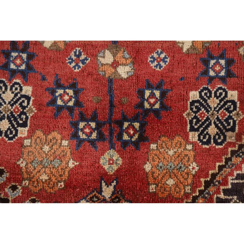 Vegetable Dye Shiraz Kashkoli Persian Vintage Rug Handmade Wool Carpet - 5'2"x 7'9"