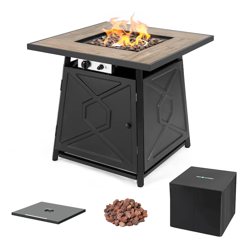 Outdoor 28 Inch 50,000 BTU Propane Gas Fire Pit Table with Cover