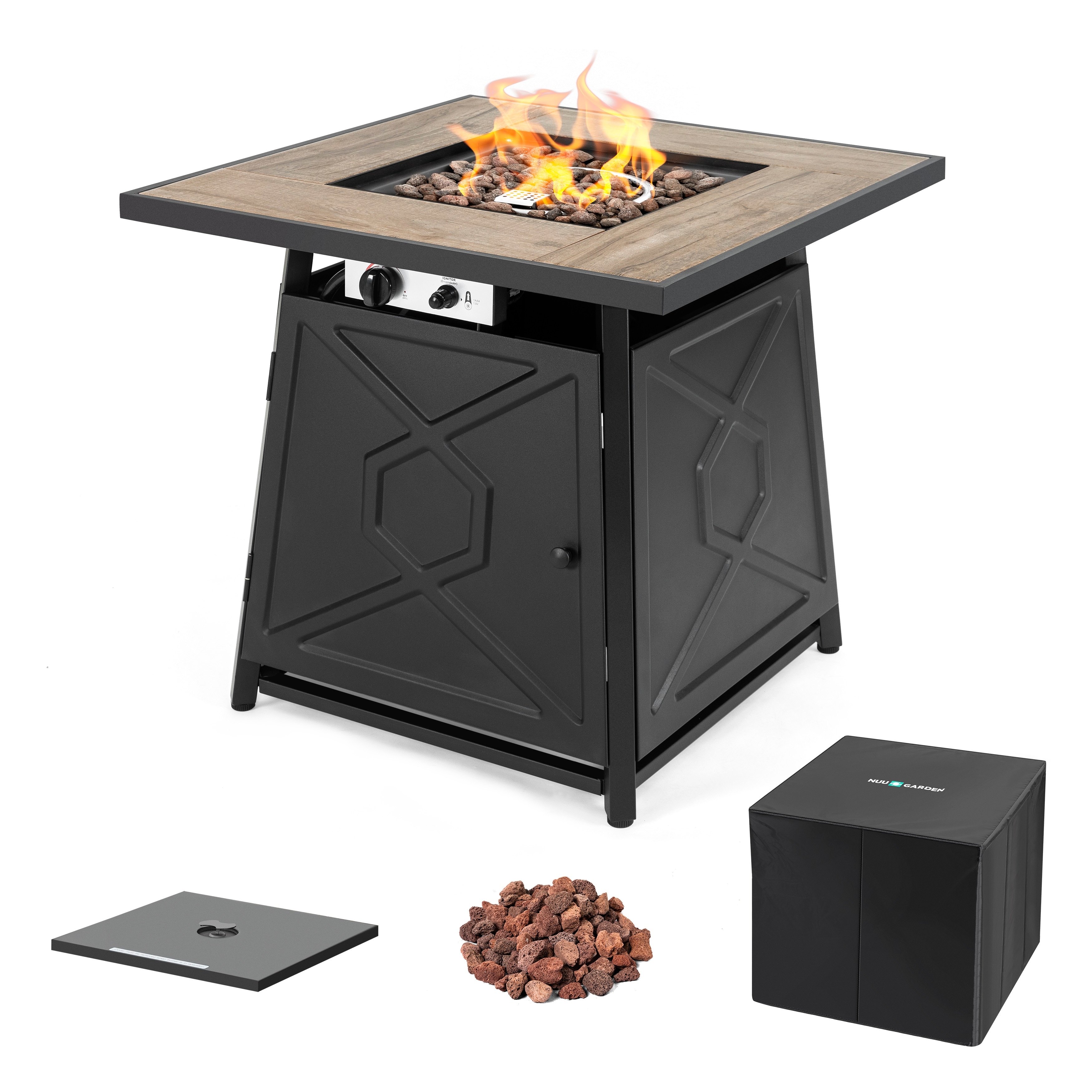 Outdoor 28 Inch 50 000 BTU Propane Gas Fire Pit Table with Cover