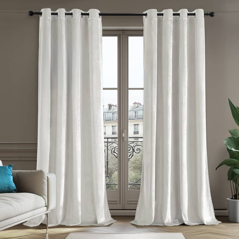 Deconovo Velvet Blackout Curtains, 2 Panels, Thermal Insulated - 52x63 Inch - Greyish White