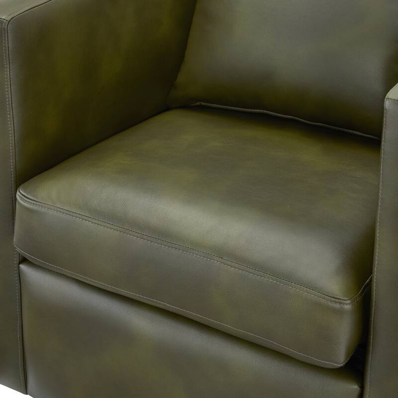 Faux Leather Swivel Barrel Chair